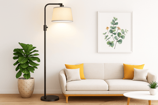 Floor Lamp with Linen Shade - Cozy Seasons