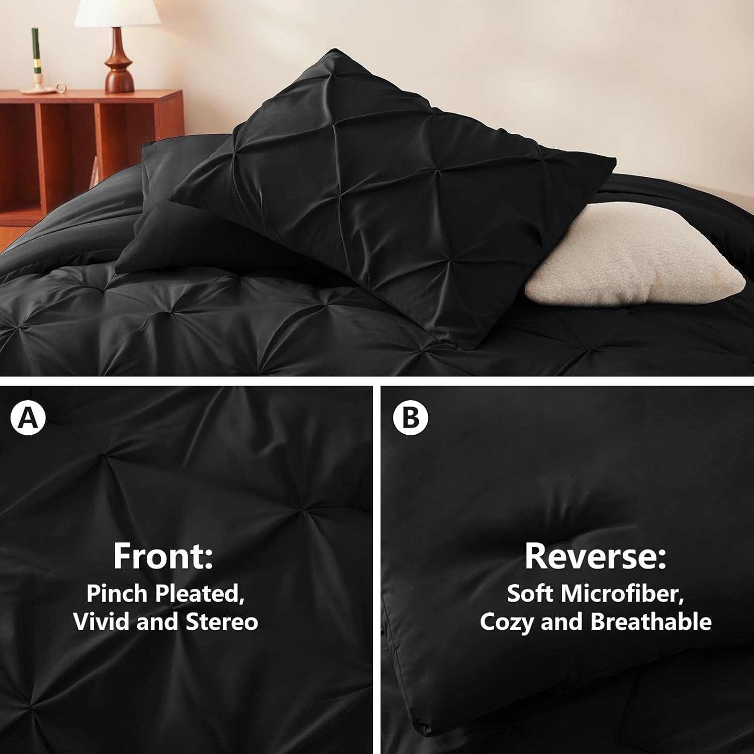 Queen Comforter Set in Black – Soft & Stylish Bedding - Cozy Seasons