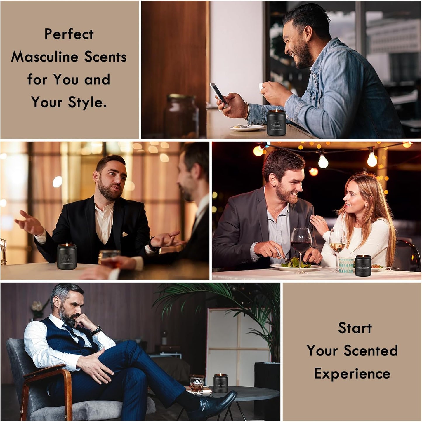 Men’s Scented Candle Set – 4 Pack Aromatherapy Gift Set - Cozy Seasons