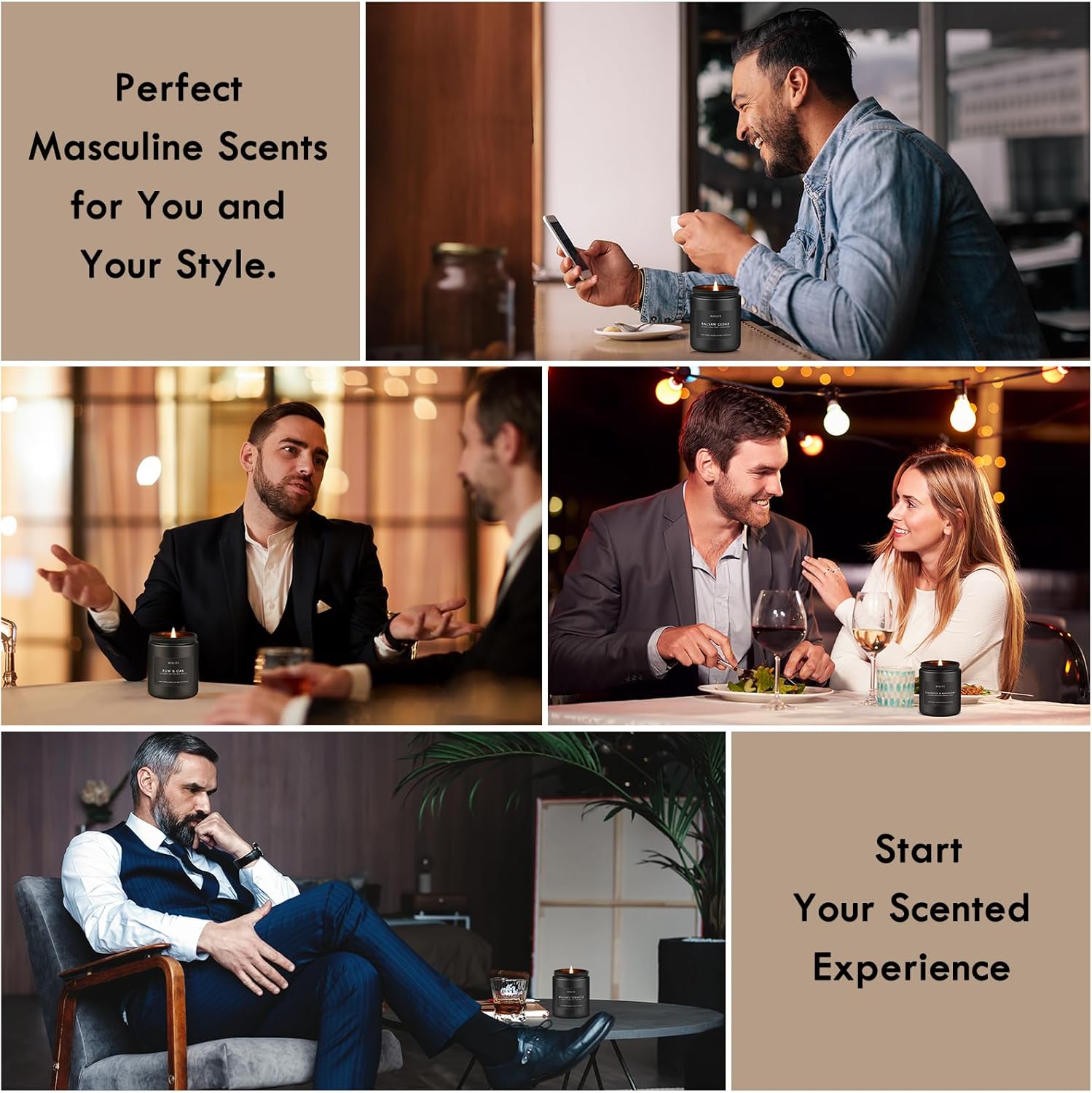 Men’s Scented Candle Set – 4 Pack Aromatherapy Gift Set - Cozy Seasons