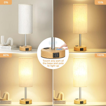 3 - Way Dimmable Touch Bedside Table Lamp with USB Charging - Cozy Seasons