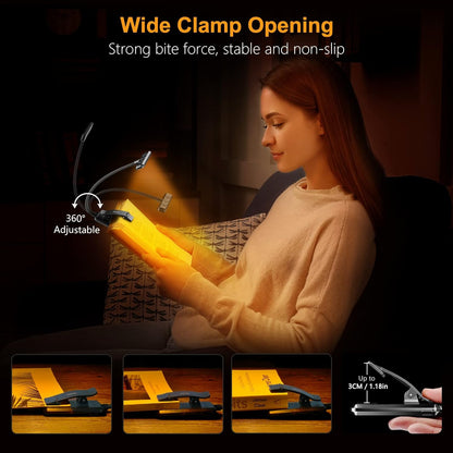Rechargeable Clip - On Book Light for Nighttime Reading - Cozy Seasons