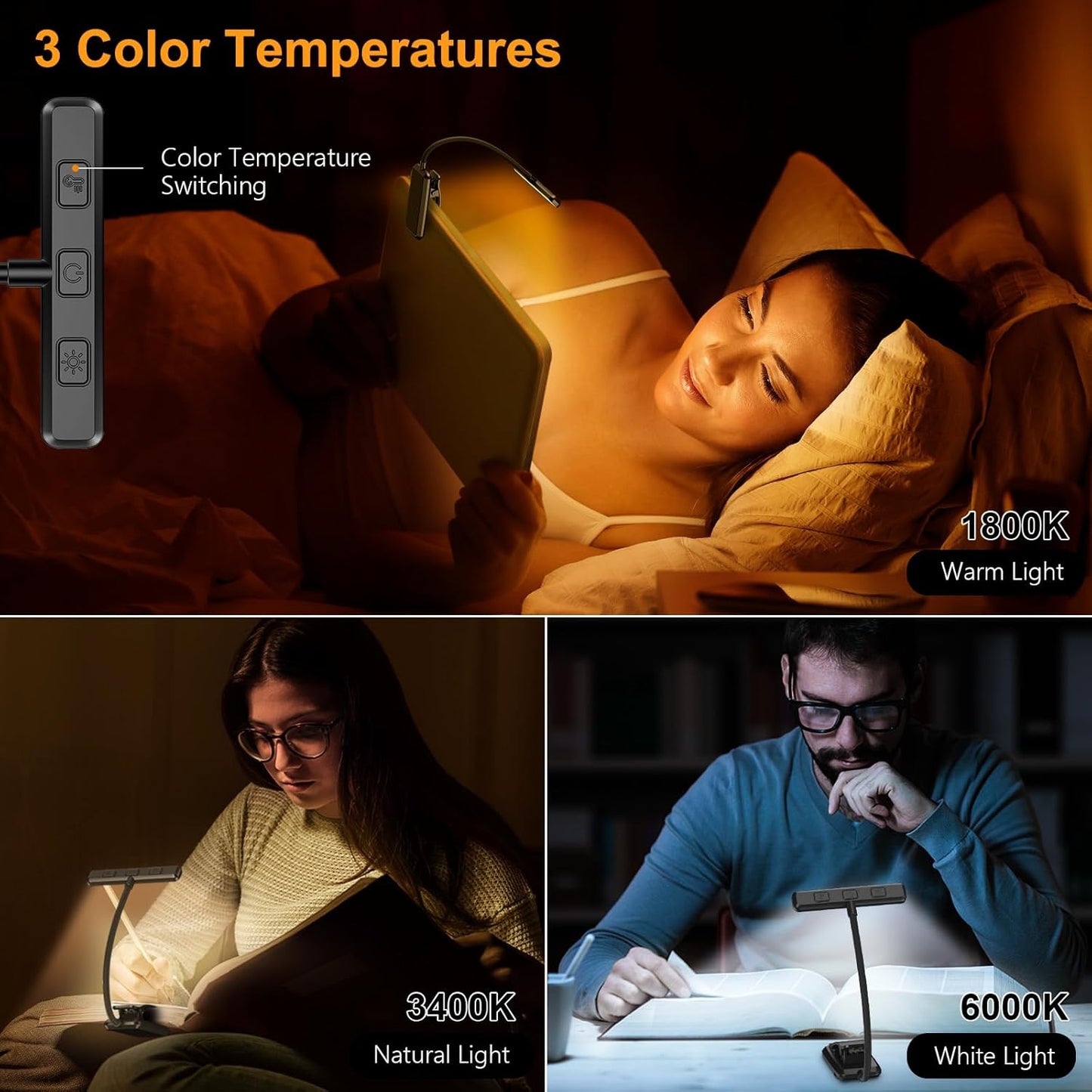 Rechargeable Clip - On Book Light for Nighttime Reading - Cozy Seasons