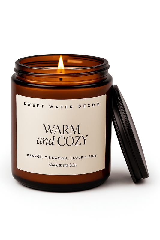 Warm & Cozy Amber Jar Candle | Orange Peel, Cinnamon, Ginger & Clove - Cozy Seasons